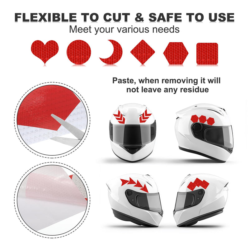 MECCANIXITY Reflective Tape, 8 Inch x 49 ft Trailer Reflector Tape Waterproof Warning Safety Sticker Night Reflector Arrow Tape for Bikes Cars Trucks, Red-White 8 Inch x 49 Feet