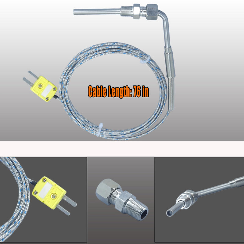 [Australia - AusPower] - K Type Exhaust Temperature Thermocouple EGT Thermocouple Probe Cable Length: 76 in K-Type thermocouple Temperature Range: -50°F to 2000°F 