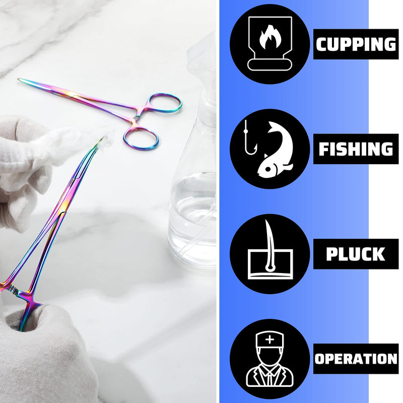 [Australia - AusPower] - BBTO Hemostat Curved and Straight Hemostat Forceps Piercing Pliers Forceps, Stainless Steel Straight and Curved Pliers, Fishing Tweezer(Colorful,2 Pcs) 2 Colorful 