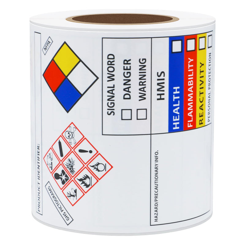 [Australia - AusPower] - SDS OSHA Data Labels for Chemical Safety 3×4 Inch MSDS Stickers with GHS Pictograms HMIS & Hazard Compliant Secondary Containers, 100 Stickers Per Roll 1 Roll 