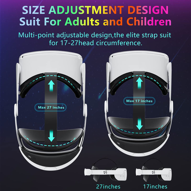 [Australia - AusPower] - Head Strap with Battery for Oculus Quest 2, 10000mAh Battery Pack Extend 8H Playtime, Fast Charging VR Power, Adjustable Elite Strap Replacement Accessories for Oculus/Meta Quest 2 
