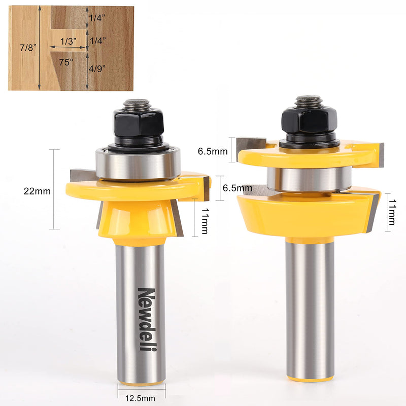 [Australia - AusPower] - Shaker Rail and Stile Router Bits, Newdeli 1/2 Inch Shank Tongue and Groove Router Bit, Professional Carbide Milling Cutters for Woodworking for Cabinet Door Shaker Rail and Stile Router Bits 1/2" Shank 