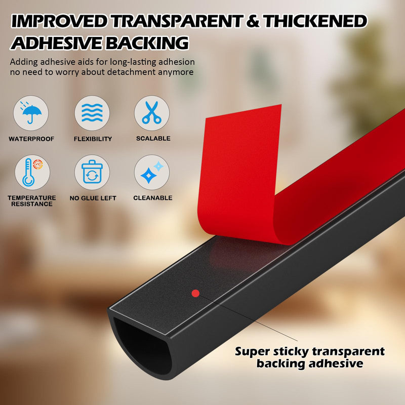 [Australia - AusPower] - Silicone Weather Stripping Door Seal 20 FT Self Adhesive D-Shaped Strip for Door/Window Backing Seals Large Gap (from 1/8" to 1/4") Black S (3/8"W × 1/4“T? 