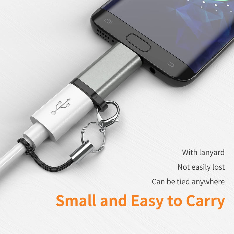 [Australia - AusPower] - USB-C to Micro USB Adapter, 3-Pack USB Type C Female to Micro USB Male Converter USB C to Micro B 2.0 Charge & Data Sync Compatible with Samsung Galaxy S7 S6 J7 Note 5 Kindle Ps4 and More -Grey Grey 