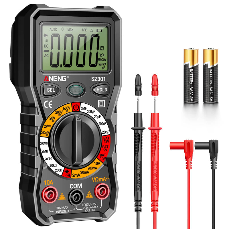 [Australia - AusPower] - ANENG Digital Multimeter Tester with Amp Ohm Volt Clamp Meter Measures Current, AC/DC Voltage,Capacitance, Resistance, Diodes, Continuity Frequency Backlight Electrican Tools 
