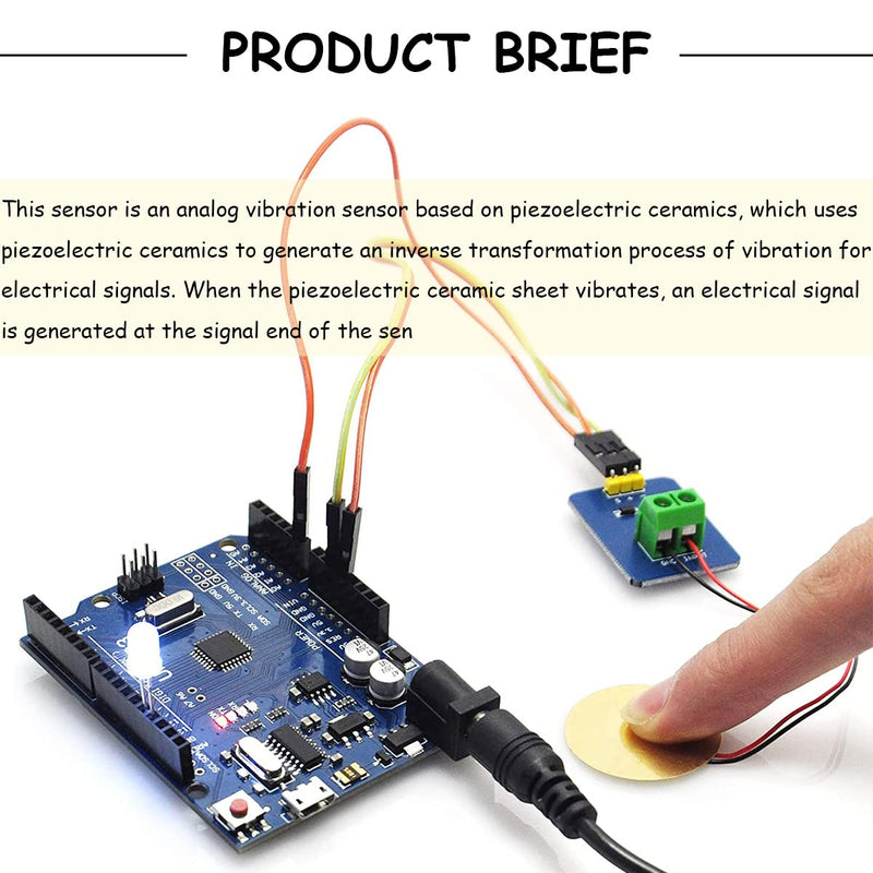 [Australia - AusPower] - 5 Pcs Analog Piezo Ceramic Vibration Sensor Detect Vibration 3.3V / 5V Analog Signal Output Module with Cable for Arduino DIY Kit 