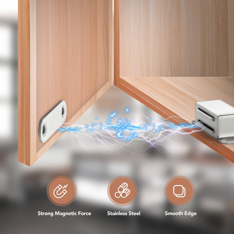 Ravinte 16 Pack Silver Magnetic Door Catch, Brushed Satin Nickel Cabinet Magnets, Strong Magnetic Catch Latch for Kitchen Cabinets, Drawers & Cupboards, Stainless Steel Closures