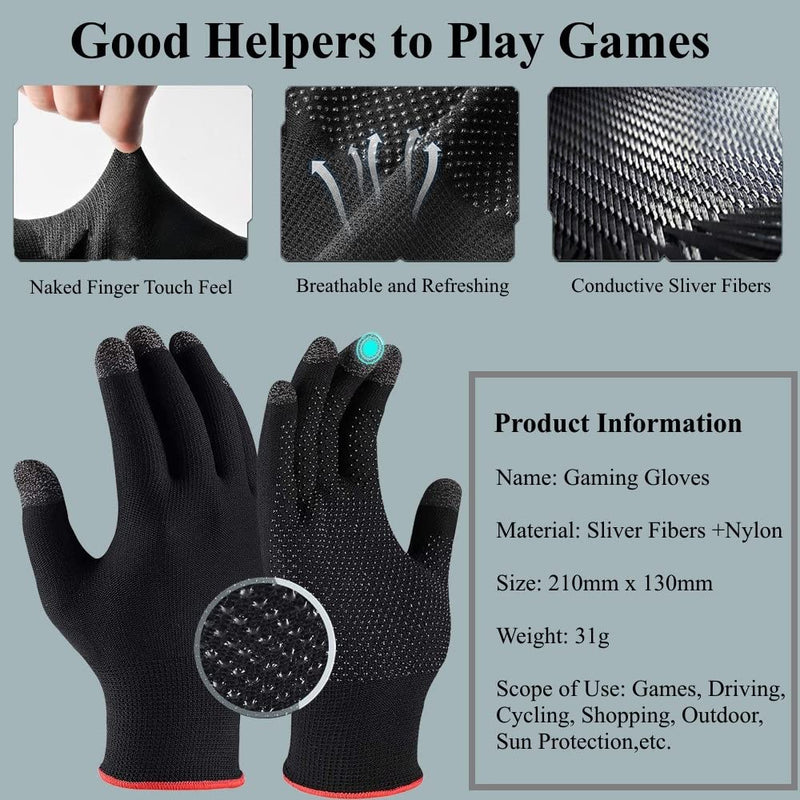 [Australia - AusPower] - Touchscreen Gloves for Sweaty Hands, High-Sensitive Anti-Sweat Breathable Seamless Gaming Gloves for Tablet iPad/Mobile Phone PUBG Game Gloves for Gaming 