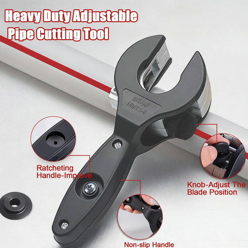 Ratcheting Pipe Cutter Tool,Ratchet-Type Tube Pipe Cutter,One-Hand Fast Pipes Cutting Tool,for Cutting 5/16-1-1/8 Inch Pvc Stainless Steel Copper Aluminium,Quick Cut Ratchet Tubing(Red,1/4"–7/8") 1/4"–7/8" Red