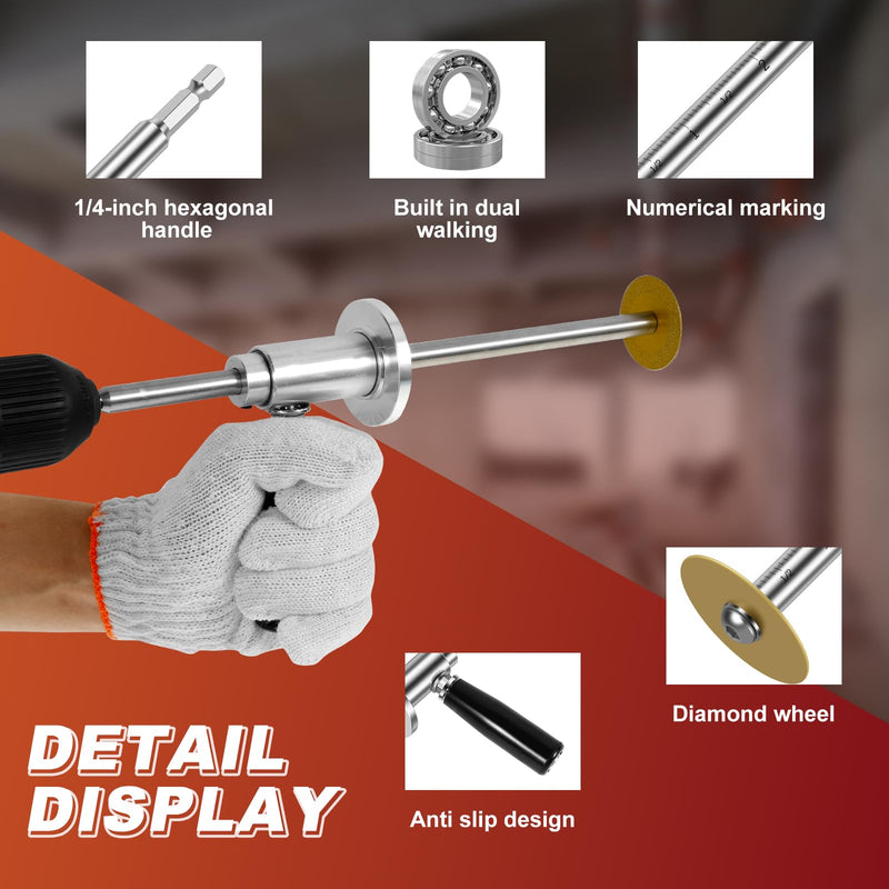 7 Inch Inside Pipe Cutter Kit for Tight Spaces – Adjustable Cutting Depth, 11 Pcs Diamond Cutting Wheel, 1/4" Hex Shank, PVC Pipe Cutter Tool Fits 1-1/2" to 8" for Glass Marble Jade 12