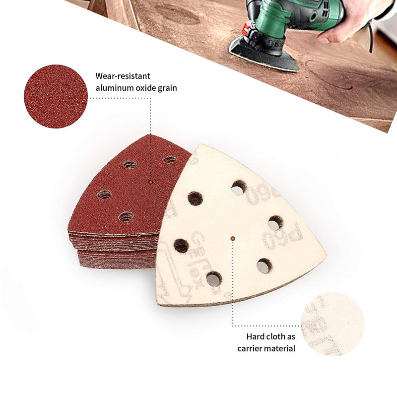 [Australia - AusPower] - STEBRUAM Delta Sandpaper Triangular Sander, Pack of 50 Delta Sandpaper Velcro Sandpaper 40 Grits for Sanding Triangles 93 x 93 x 93 mm Triangle sandpaper 40 grits 