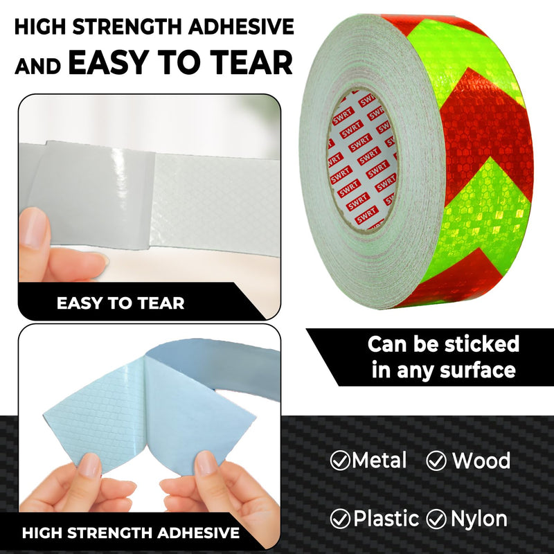 SWRT Reflective Tape Outdoor Waterproof, 2" x 30 FT Red & Green Reflective, Shining Star Heavy Duty Strong Adhesive Hazard Caution Safety Warning Conspicuity Tape for Trailer 2 Inch x 30FT