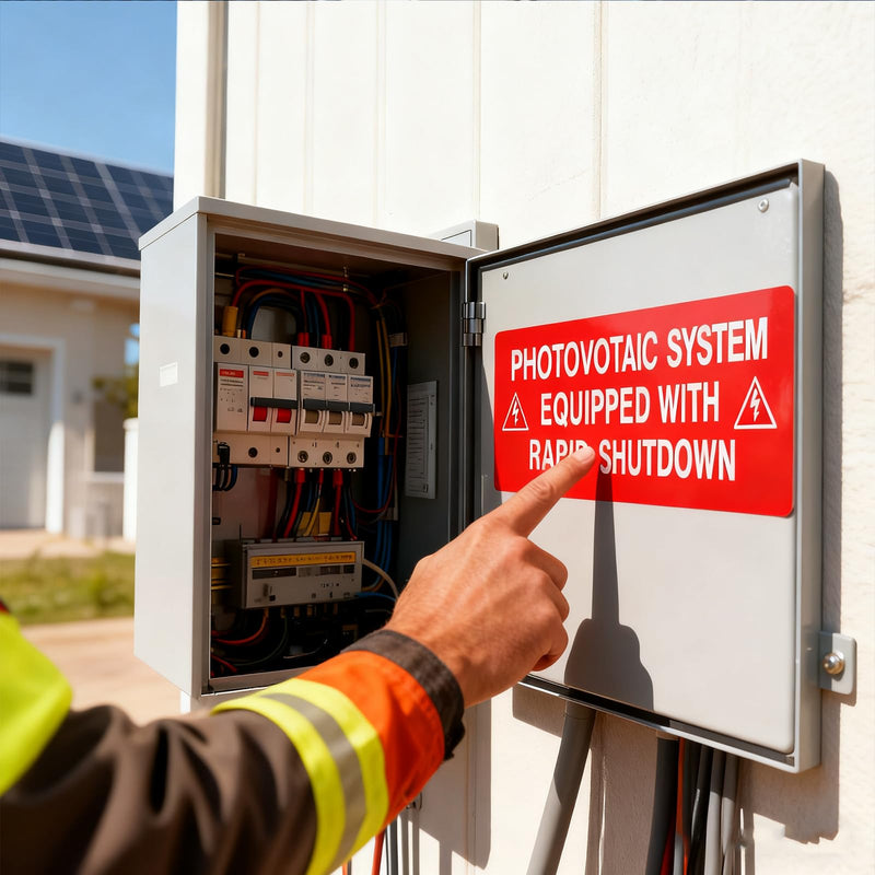 30X PV Solar System Label Pack - Ensure Safety and Compliance PV Stickers- PHOTOVOLTAIC System Equipped with Rapid Shutdown(6"x2")