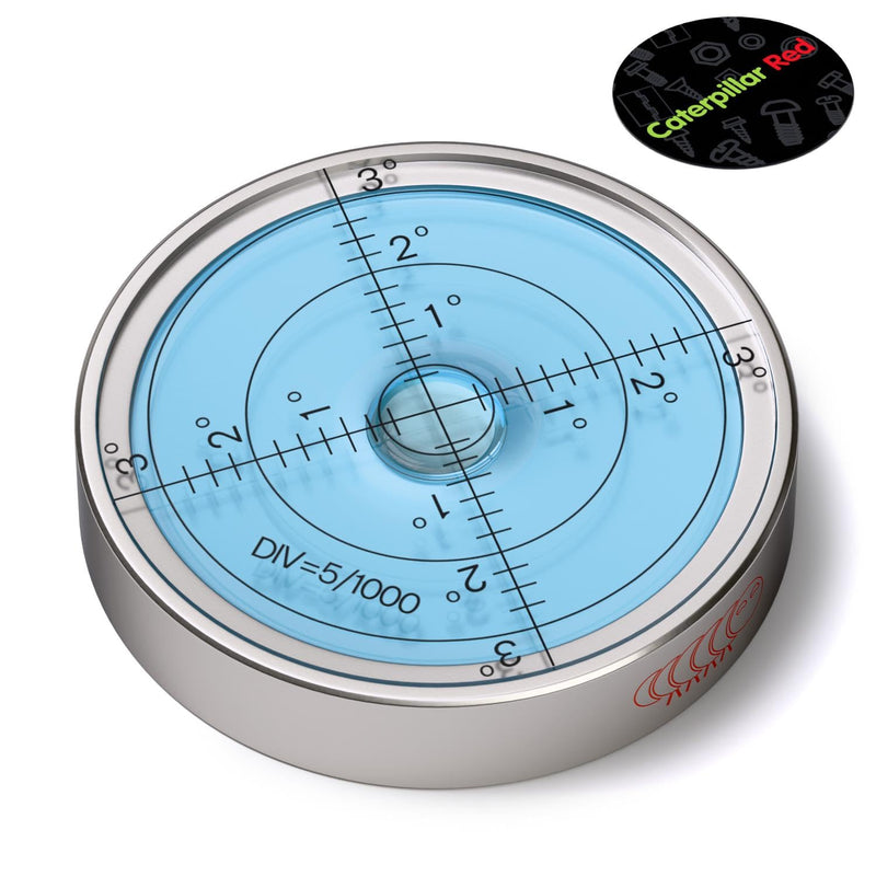 [Australia - AusPower] - Luminous Metal Large Spirit Bubble Level 60mm Diameter, (2 23/64 in), Degrees, Circular, Surface Level - Metal Housing, Bulls Eye Bullseye Blue/Silver 