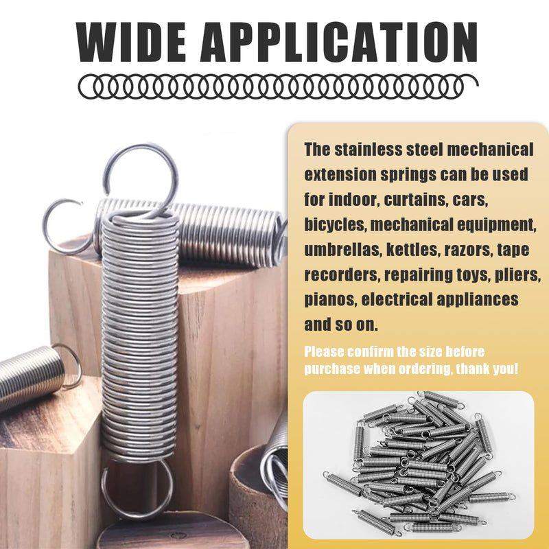 [Australia - AusPower] - 50PCS Extension Spring - Stainless Steel Extension Springs with Hook Ends - 1/4" x 1-1/2" - Ideal for Various Applications - Durable and Reliable Small Springs 