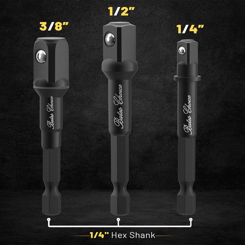 [Australia - AusPower] - Bates- Impact Socket Adapter Set, 3 PCS, 1/4", 3/8" and 1/2", with Holder, Socket Adapter Set, Impact Socket Adapter, Socket Adapter Set, Socket Adapter for Drill, Impact Driver Socket Adapter 