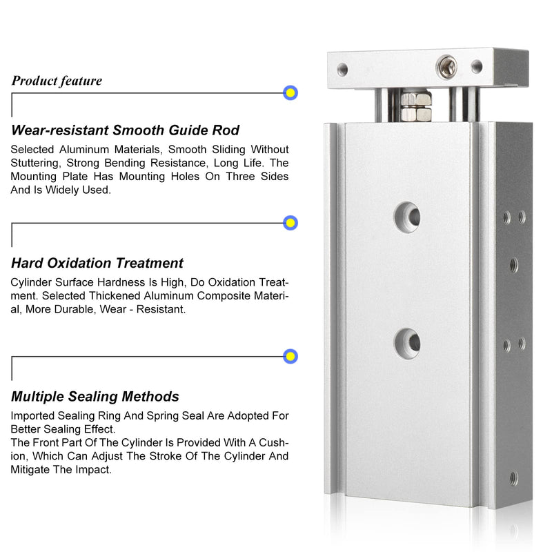 [Australia - AusPower] - TAILONZ PNEUMATIC 20mm Bore 50mm Stroke Aluminum Double Shaft Double Rod Cylinder Small air Cylinder CXSM20-50 