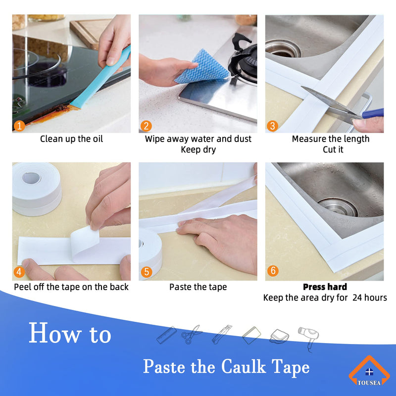 [Australia - AusPower] - Caulk Strip Caulk Tape, 17.39FT x 1.5IN Self Adhesive Caulking Sealant Tape for Kitchen, Countertop, Bathroom, Sink, Bathtub, Toilet and Floor Wall Edge Protector White-1.5IN-17.39FT-QP-A 