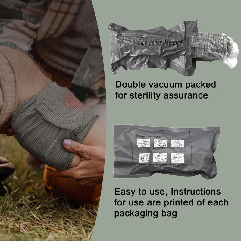 [Australia - AusPower] - Israeli Emergency Bandage, 6" 4Pack Compression Bandage, Trauma Wound Dressing, Sterile Vacuum Sealed Packaging for Bleeding Control, Medical Trauma Kit, Combat Tactical First Aid IFAK Supplies 4Pcs 