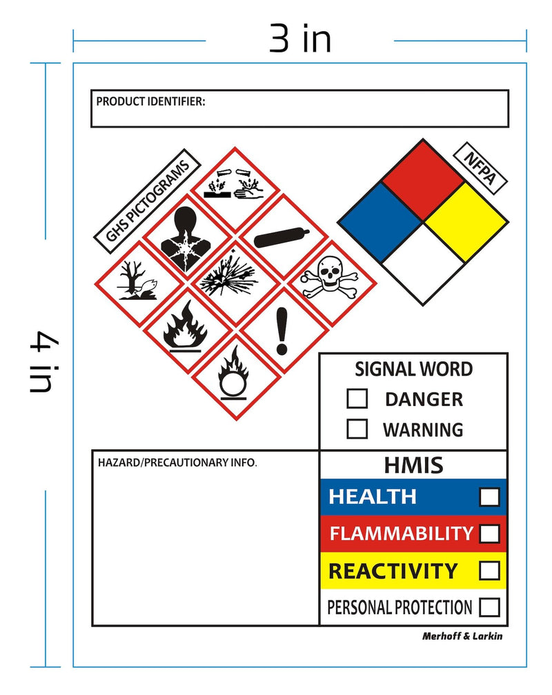 [Australia - AusPower] - SDS OSHA Data Labels for Chemical Safety 4 x 3 Inches | Roll of 100 MSDS Stickers with GHS Pictograms & Perforated Edges for Easy Separating | HMIS & Hazard Compliant | Secondary Containers 