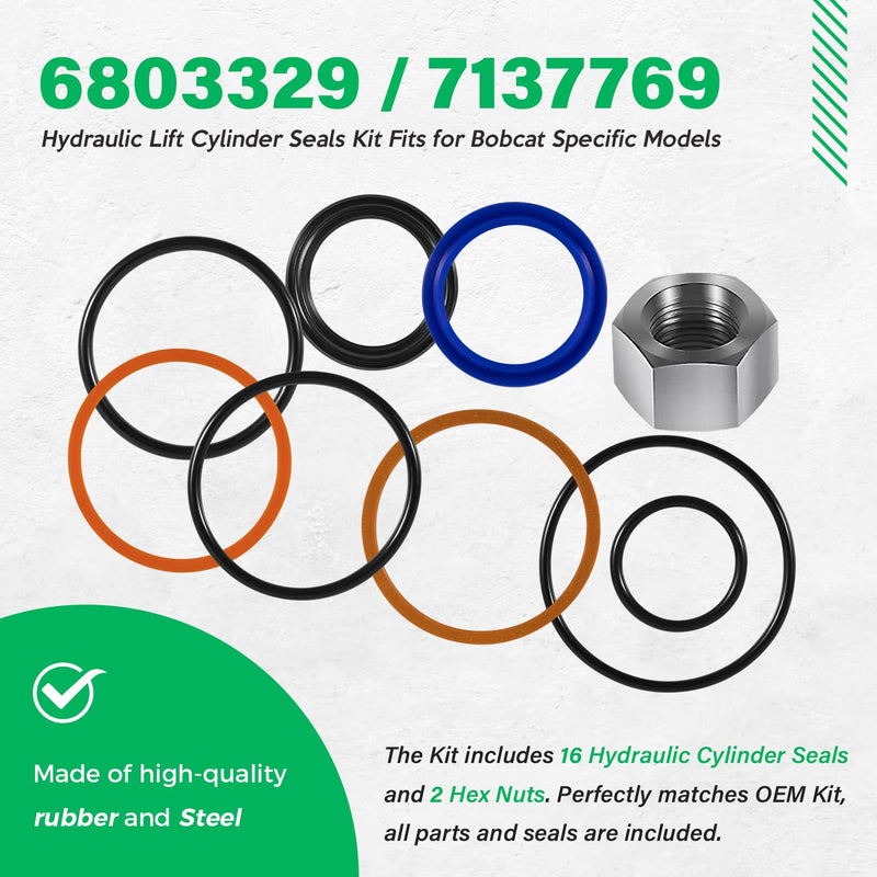 [Australia - AusPower] - 2-Pack 6803329 7137769 Hydraulic Lift Cylinder Seals Kit, Replace for Skid Steer Lift Hydraulic Cylinder Seal Kit, Fit for Bobcat 444, 500, 520, 530, 533, 540, 542B, 643, 731, 743 etc 2 Sets 