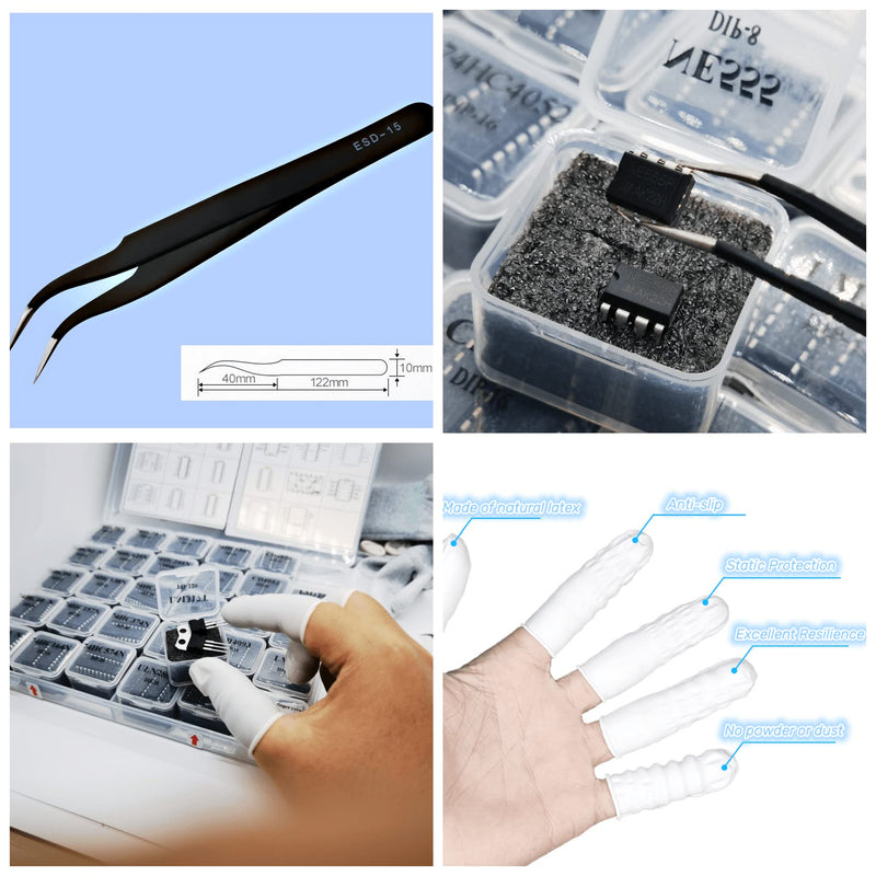[Australia - AusPower] - Learning +Repair +Collector's Kit 60Pcs 30-in-1 IC Assortment Kit: Logic Gates 74HCXX+CD40XX, 555Timers, LM358 Amplifiers, Transistors & More! with Cushioned Organizer & ESD Protection Gear 0A:XXL Integrated Learning Suite 