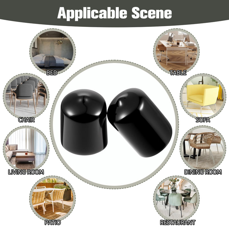 [Australia - AusPower] - 20 Pcs 3/4" Rubber Caps and Plugs, Round End Cap for Metal Tubing Protective Rubber Caps Black Vinyl Cover Screw Thread Protectors Assortment Kit for Metal Tube Rod Bolt Screw 