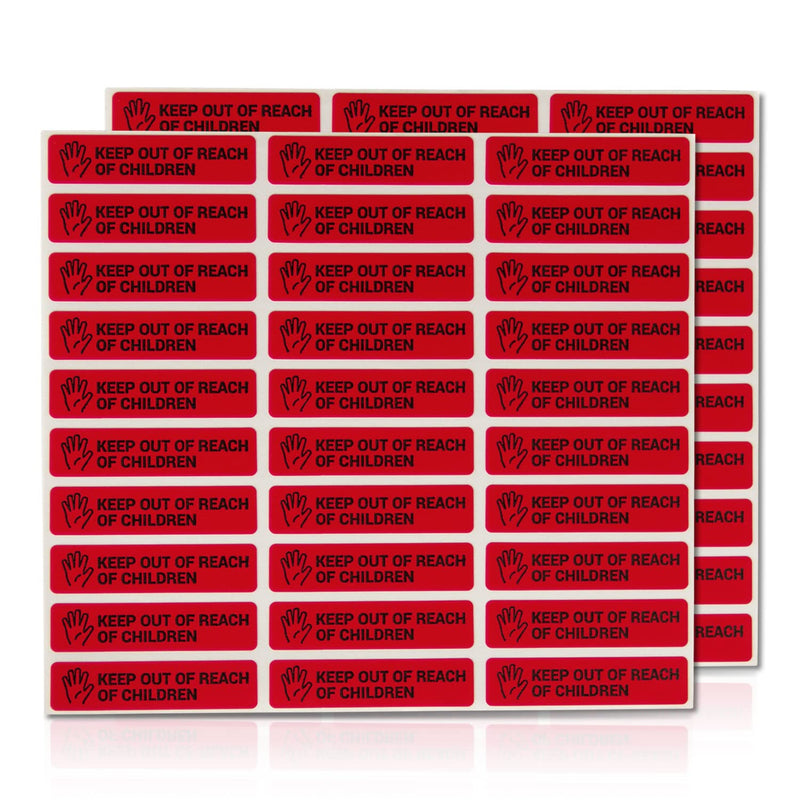 Keep Out Reach Keep of Children Labels (1.7 x 0.4 inch, Red - 300 Labels) for Medication Safety, Choking Hazard Warning, Caution Small Parts or Pharmacies