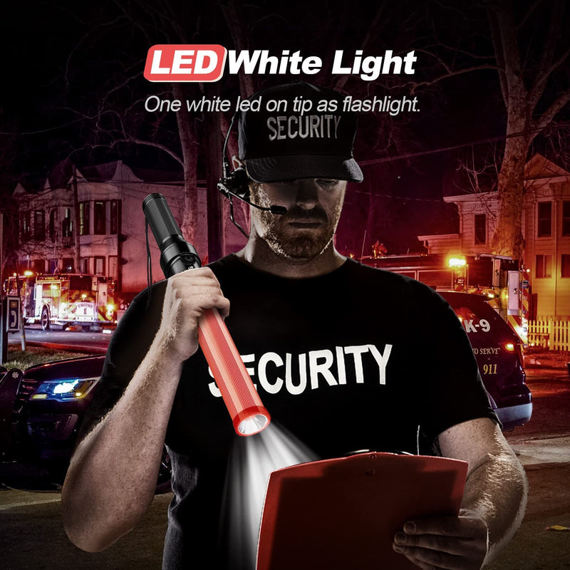 [Australia - AusPower] - 4 Pack Traffic Wand, 16Inch Led Traffic Control Baton, Night Safety Light Wands with 3 Flashing Modes, Air Marshaling Signal Wand Plus White LED on Tip for Airport, Parking, Car Directing 4 Pack of 16 inch 