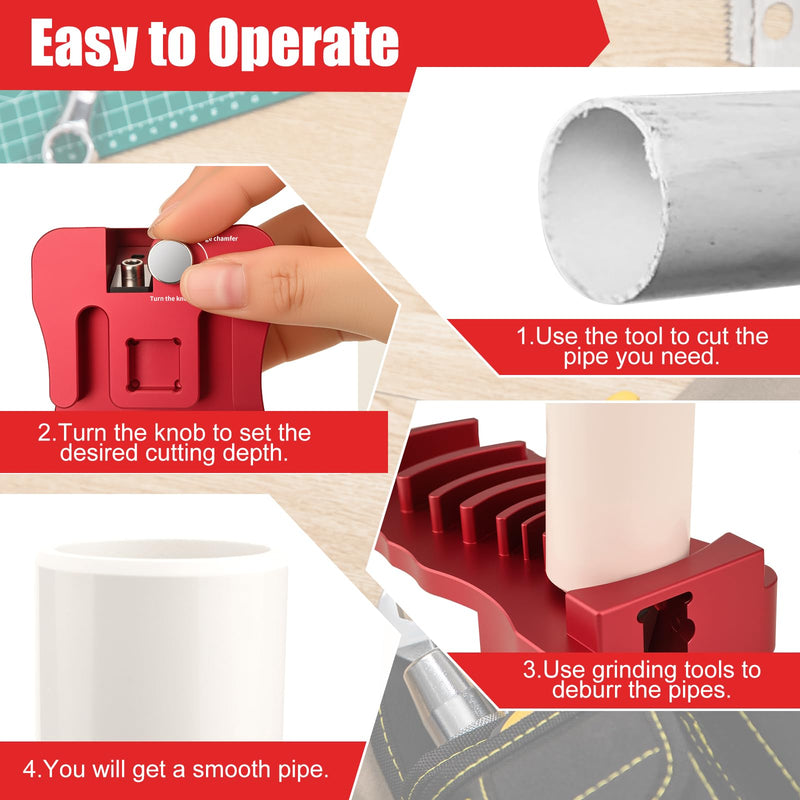 9-in-1 Adjustable PVC Pipe Deburring Tool for 9 Sizes: 1/2", 3/4", 1", 1-1/4", 1-1/2", 2", 2-1/2", 3", and 4",Professional Plastic Pipe Chamfer Tool for SCH40 PVC/CPVC/ABS Pipes