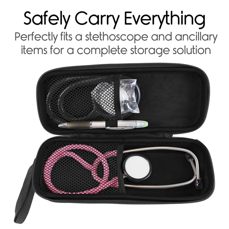 [Australia - AusPower] - Stethoscope Case for Nurses - Hard Protective Equipment - Travel Holder Nursing School Essential - Fits 3M Littmann Classic III, Lightweight II S.E., Sphygmomanometer Black 
