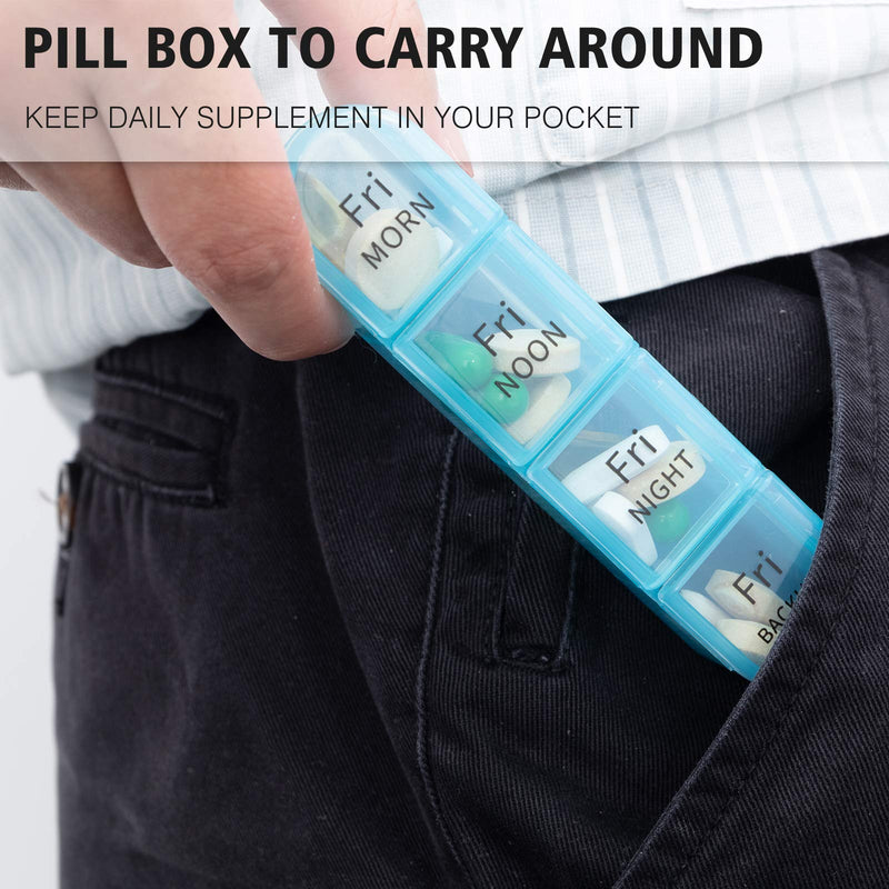 [Australia - AusPower] - Daviky Pill Organizer 4 Times a Day, Daily Pill Box Organizer, Large Weekly Medicine Pill Organizer, Pill Cases Organizers 7 Day, Pill Boxes 7 Day to Hold Vitamins, Medication Black 