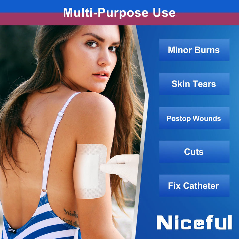 [Australia - AusPower] - 50Pcs Adhesive Gauze Island Dressing 4"x4", Water-Resistant Wound Dressing, Sterile & Absorbent Medical Grade Dressing Pad First Aid Dressing Pads 4"x4"(50 Dressing) 