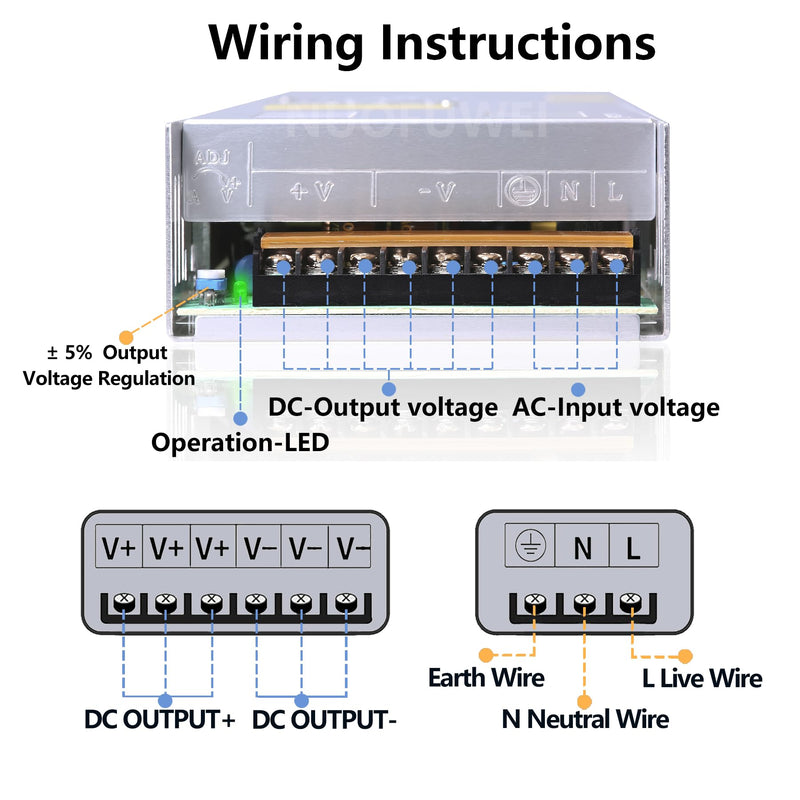 DC 48V 12.5A 600W Power Supply 230V AC to DC 48 Volt Power Supply | 12.5A 600W Switch Power Supply Transformer Adapter for 48V Drive Sensor System Lamp Meter Controller Servos Electric Motor 48 V, 12.5 A, 600 W
