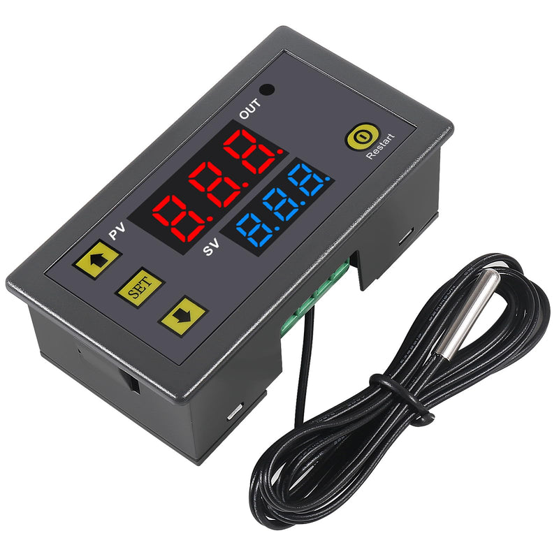 [Australia - AusPower] - 2Pcs W3230 Digital LED Temperature Controller Module AC110-220V 10A Digital Thermostat Switch with Waterproof Probe Programmable Heating Cooling Electronic Thermostat 