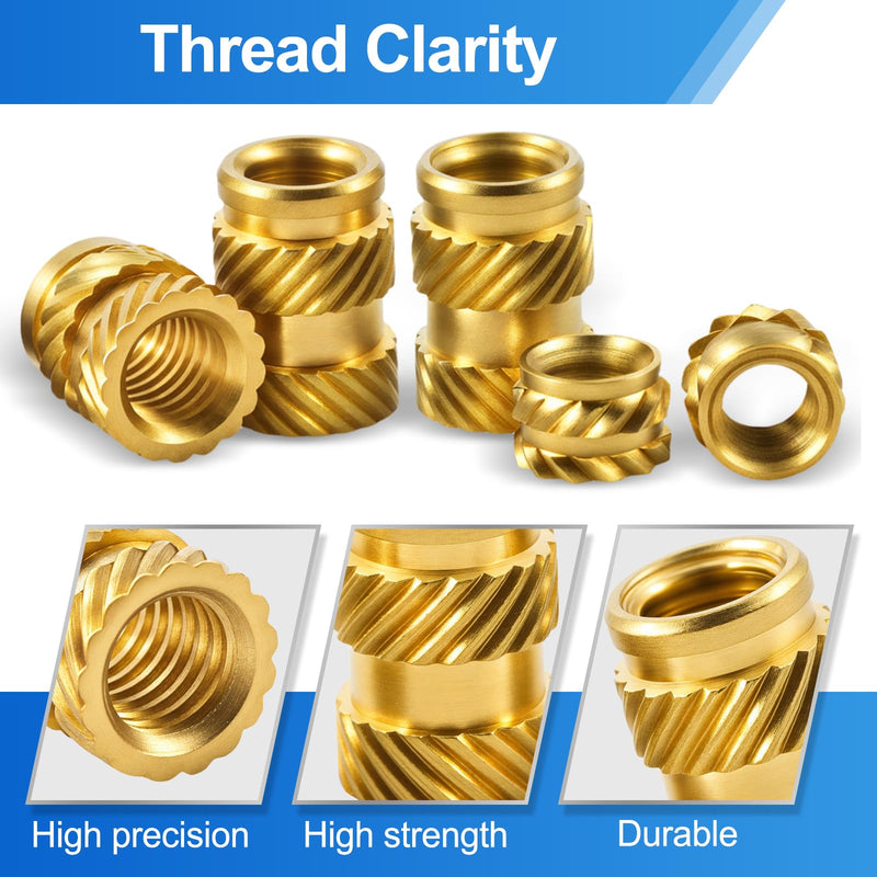 [Australia - AusPower] - 400Pcs Brass Knurled Threaded Embedment Nuts M2 M2.5 M3 M4 M5 M6, Embed Parts for Plastic and DIY 3D Printing Components, Female Thread Metric Knurled Nuts Assortment Kit 