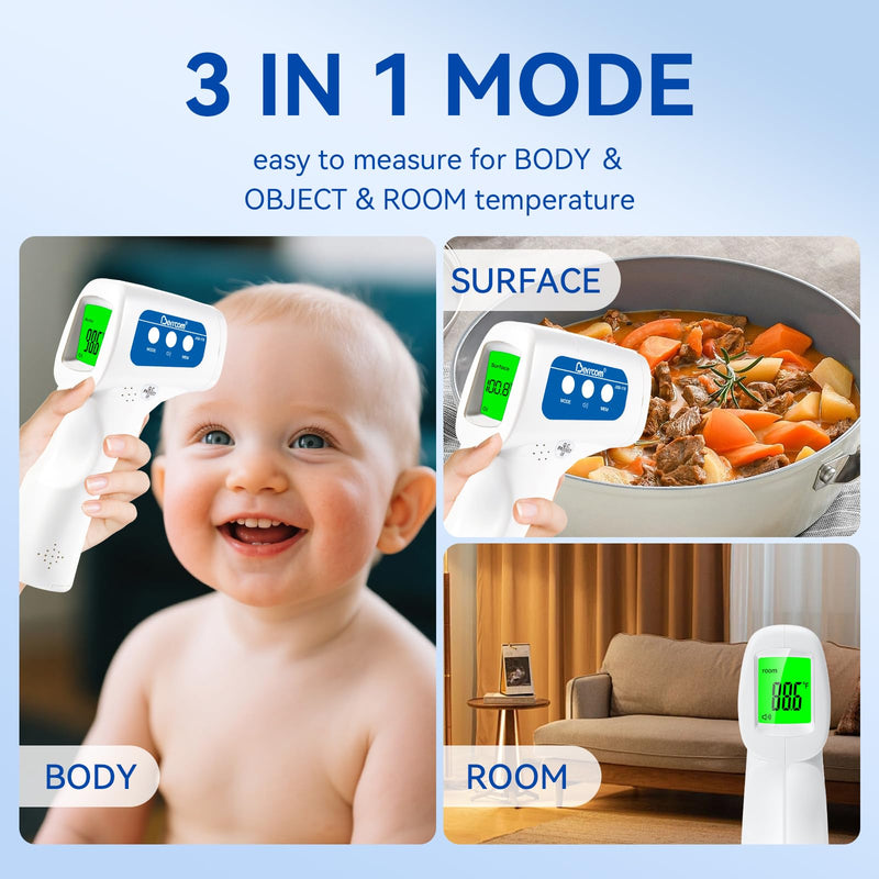 [Australia - AusPower] - Berrcom 3-in-1 Contactless Infrared Forehead Thermometer for Fever Check | for Babies, Kids & Adults | 2-Pack | Batteries Included | JXB-178 (White) Navy blue 