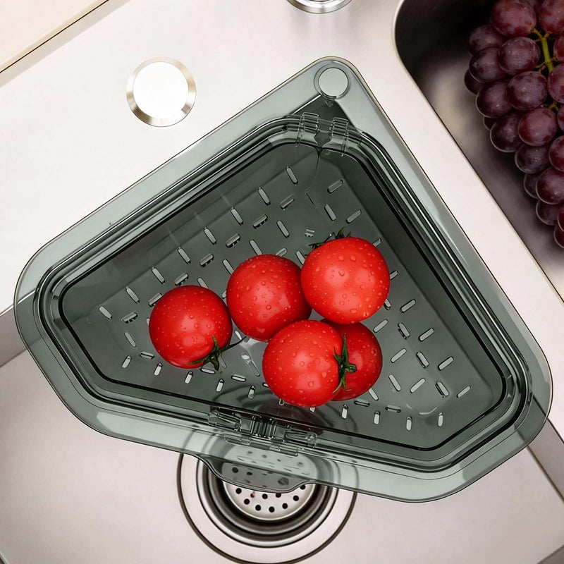 Generic 2 x Triangular Sink Strainer | Sink Organizer Rack, Detachable Strainer, Space Saving, Twist Lock for Kitchen Waste