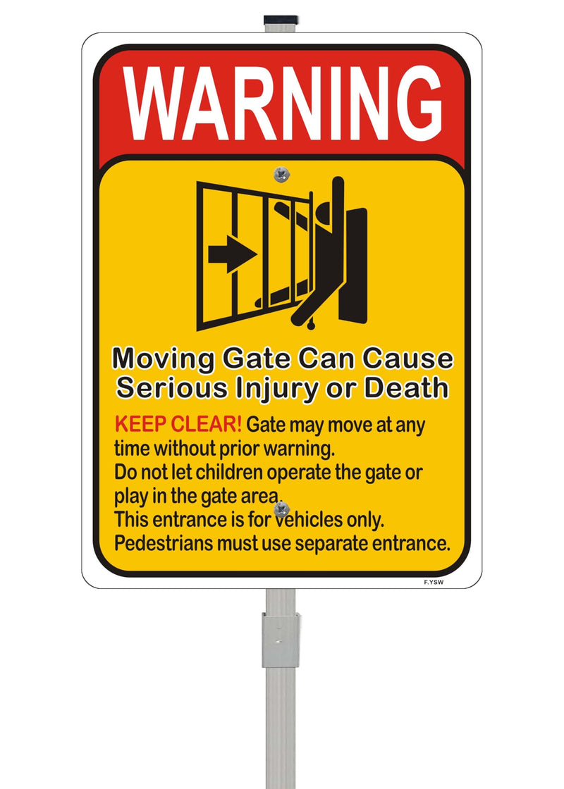 Moving Gate Can Cause Serious Injury or Death Sign Keep Clear Warning Automatic Door Safety Danger Security 10" x 7" With 28" Long Metal Stake Stand Aluminum Outdoor Use Yard Business Home