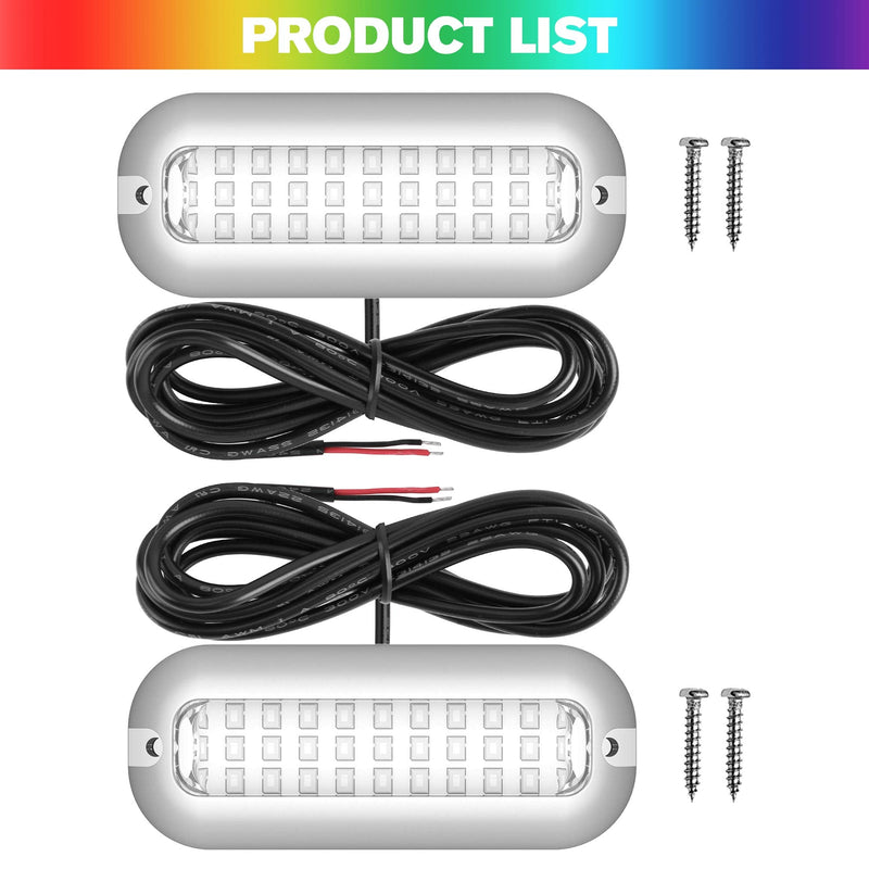 HUSUKU SOOP3 Mini 50W 27LED Waterproof Stainless Steel Transom Led Light, High-Intensity Marine Led Underwater Lights (2 pcs) 3.7" 27LED Green (2PCS)
