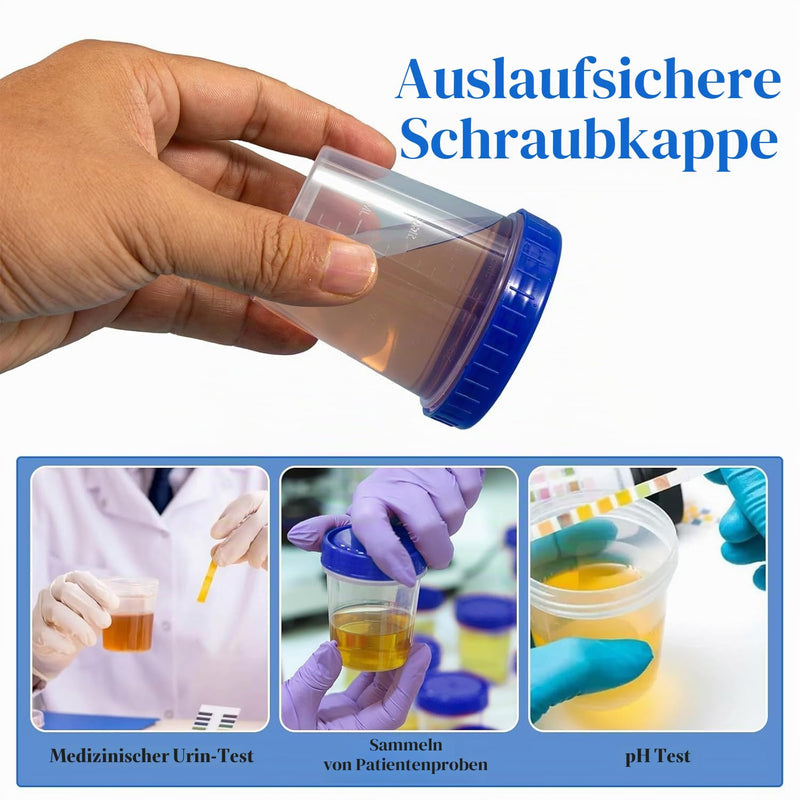 50pcs 120 ml urine cup plastic cup with lid: urine cup disposable cup with lid, urine test sample container transparent urine collection cup with leak-proof 50
