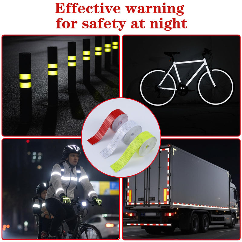 TIESOME 3 Rolls Reflective Tape Outdoor Waterproof, High-Visibility Neon Reflective Tape Safety Warning Tapes Durable Lasting Color Neon Tapes for Car Bike Baby Stroller Helmet(0.8In x 16 Feet)