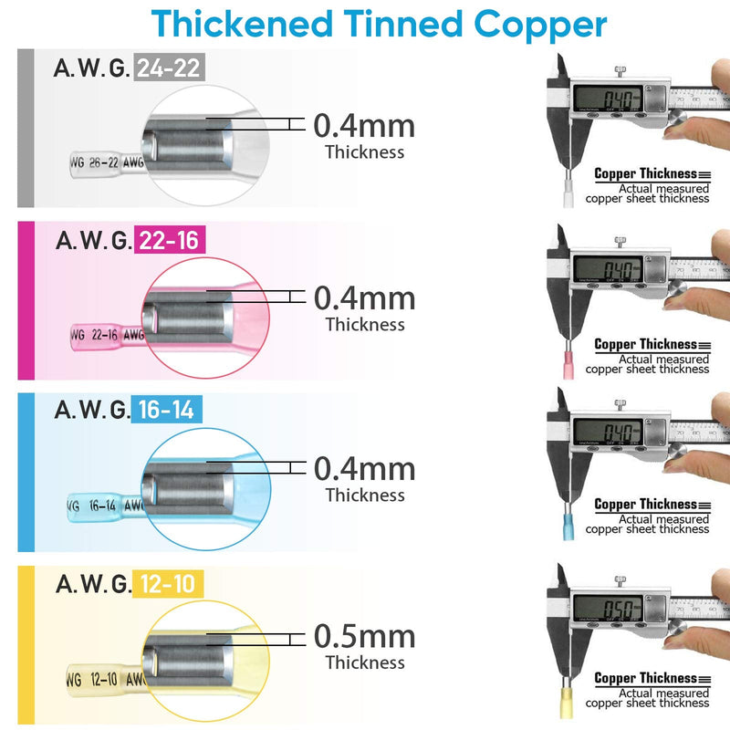 [Australia - AusPower] - TICONN 120PCS Heat Shrink Butt Connectors Kit, AWG 24  10 4 Sizes Butt Splice, Insulated Waterproof Electrical Marine Automotive Wire Crimp Terminals (120pcs) 120 