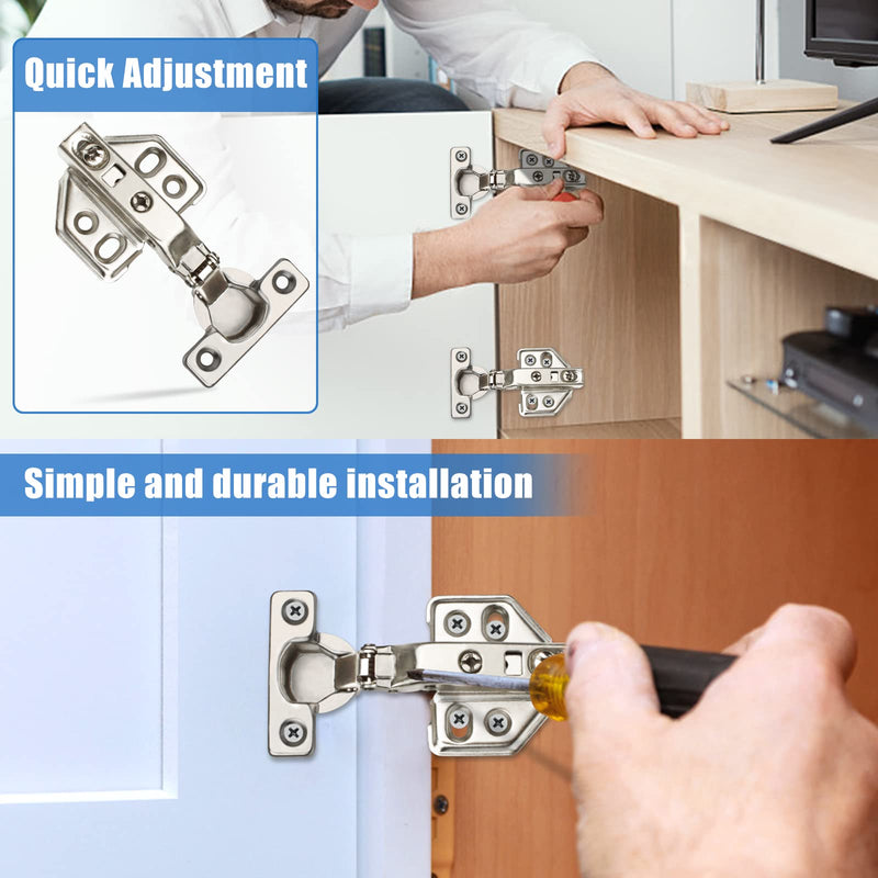 10 Pcs 26mm Frameless Soft Close Cabinet Hinge 90 Degree Full Overlay Kitchen Door Hinge Concealed Kitchen Cupboard Hinges Cupboard Door Hinges with Screws 10