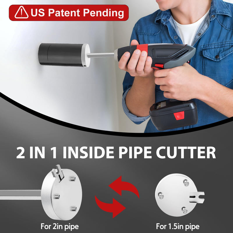 [Australia - AusPower] - Inside Pipe Cutter for 1-1/2 Inch and 2 Inch Schedule 40 Pipe, 7 Inch Cutting Depth Internal PVC Pipe Cutter Plumbing Tool with Aluminum Alloy Body, Stainless Steel Shaft, Steel Blade Silvery 