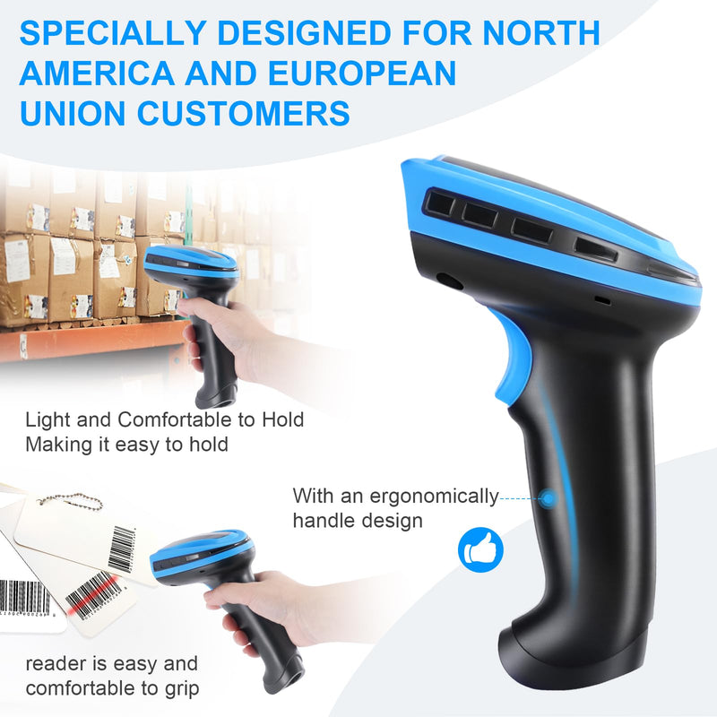 [Australia - AusPower] - Barcode Scanner Wireless, Rechargeable 1D Laser Bar Code Scanners, Handheld Barcode Scanner Versatile 2 in 1 2.4Ghz Wireless and USB 2.0 Wired HC-653WL Laser Wireless 1D 2.4G+Stand 