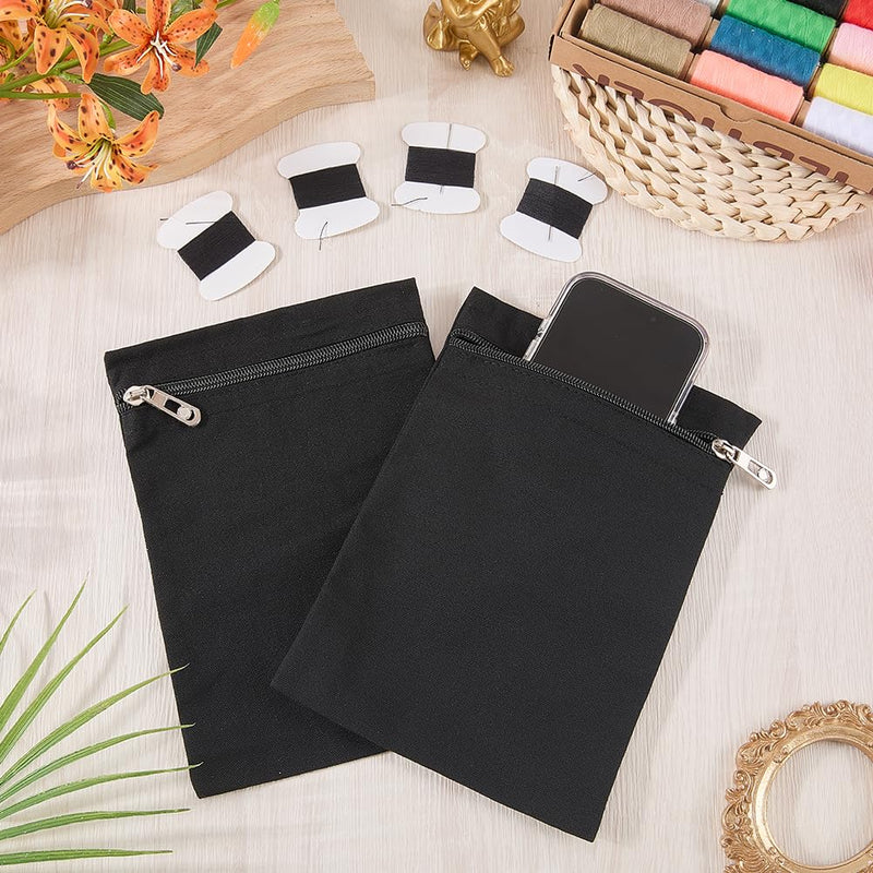 Craspire 2-Piece Sewn-in Side Pocket with Zipper and Thread, Black Coats, Inner Pockets, Hidden Pockets, Travel Security Anti-Theft Bags, Mastectomy Recovery Windbreakers