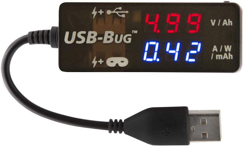 [Australia - AusPower] - Triplett USB-Bug Dual-Output Inline USB-A Tester with Data Masking Port 