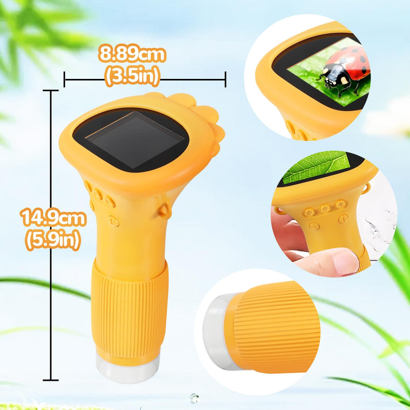 [Australia - AusPower] - Digital Microscope for Children, 2.0 Inch IPS Pocket Microscope Children USB & LED Lights, Connection to PC, 1000x Zoom Mini Microscope Camera Gifts for Children from 3 Years 