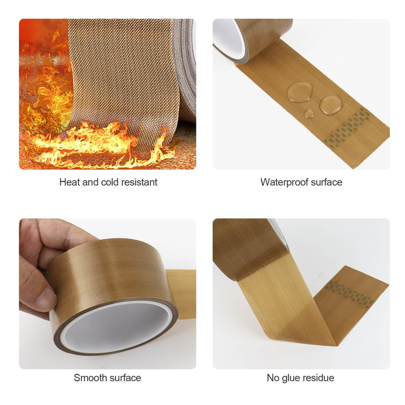 [Australia - AusPower] - BOMEI PACK Teflone PTFE Glass Cloth Tape, (2-inch x 33 Feet x 0.18mm) High Temperature PTFE Tape for Vacuum Sealer Machine, Hand Impulse Sealers Insulation PTFE Coated Fiberglass Adhesive Tape 2-inch x 33 Feet 